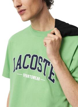 T-shirt Lacoste logo sportif vert pour homme