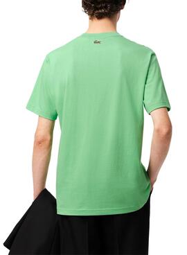 T-shirt Lacoste logo sportif vert pour homme