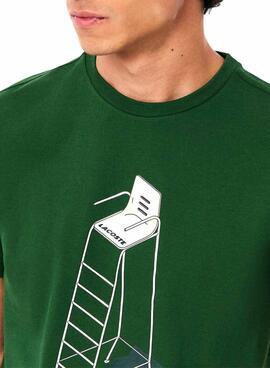T-shirt de tennis Lacoste avec motif vert pour homme