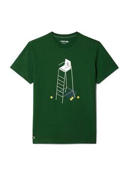 T-shirt de tennis Lacoste avec motif vert pour homme