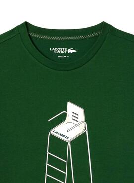 T-shirt de tennis Lacoste avec motif vert pour homme