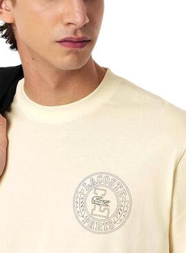 T-shirt Lacoste Logo Lacoste Paris beige pour homme