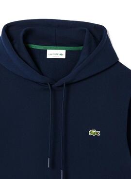 Sweat à capuche en molleton marine pour homme Lacoste