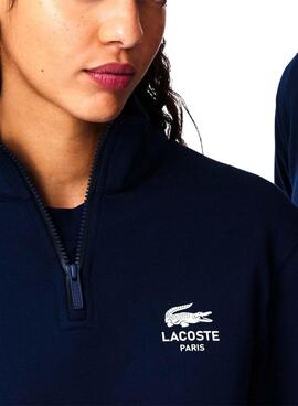 Sweatshirt Lacoste à col montant et fermeture éclair marine pour homme et femme