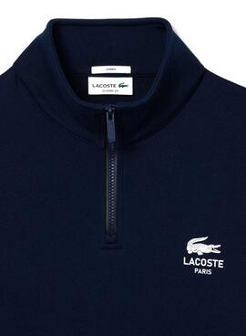 Sweatshirt Lacoste à col montant et fermeture éclair marine pour homme et femme