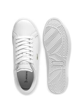 Sneakers Lacoste Powercourt en cuero blanco para mujer