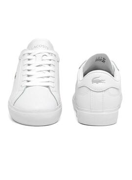 Sneakers Lacoste Powercourt en cuero blanco para mujer