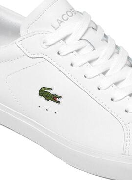 Sneakers Lacoste Powercourt en cuero blanco para mujer