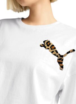T-shirt Puma Leo Luxe blanc pour femme