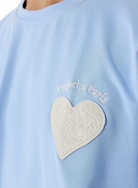 T-shirt Project X Paris Coeur bleu pour homme