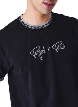 T-shirt Project X Paris logo brodé noir pour homme.