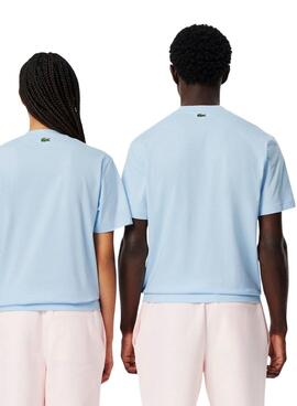 T-shirt Lacoste avec logo imprimé bleu pour homme et femme