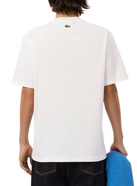 T-shirt Lacoste logo sportif blanc pour homme