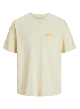 T-shirt Jack and Jones Retiro beige pour homme.