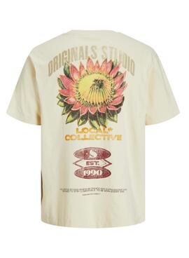 T-shirt Jack and Jones Retiro beige pour homme.