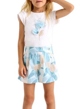 T-shirt Mayoral en relief blanc avec fleurs pour fille