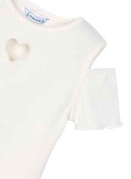 T-shirt Mayoral beige découpée pour fille