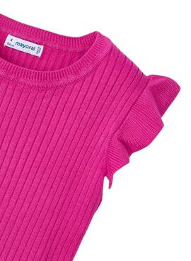 Top Mayoral tricot côtelé rose pour fille