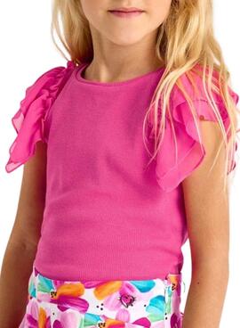 Top Mayoral tricot côtelé rose pour fille