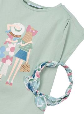 T-shirt Mayoral bandeau vert pour fille