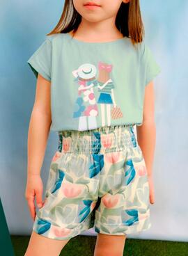 T-shirt Mayoral bandeau vert pour fille