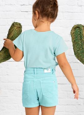 Short blue basic sateen for girls