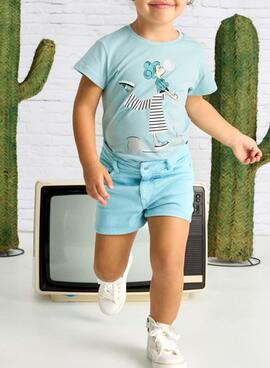 Short blue basic sateen for girls