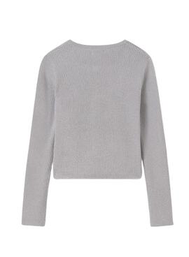 Veste Mayoral en tricot côtelé argent pour fille