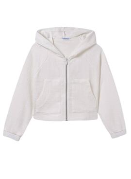 Sweat à capuche Mayoral à structure blanche pour fille