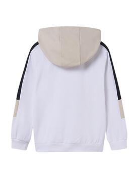 Sweat à capuche Mayoral contrastes blanc enfant