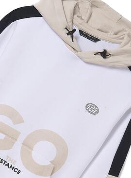 Sweat à capuche Mayoral contrastes blanc enfant