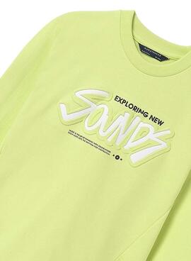 Sweatshirt Mayoral jaune à relief imprimé pour enfant.
