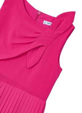 Robe longue plissée Mayoral avec nœud rose pour fille