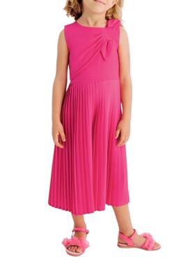 Robe longue plissée Mayoral avec nœud rose pour fille