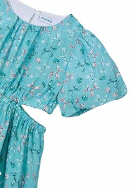 Robe Mayoral à ouvertures imprimé bleu pour fille
