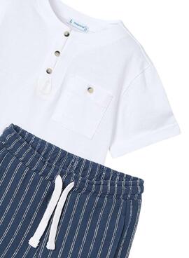 Ensemble bermuda à rayures et t-shirt pour enfant de la marque Mayoral.