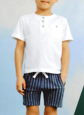 Ensemble bermuda à rayures et t-shirt pour enfant de la marque Mayoral.