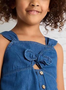 Haut fluide en denim avec nœud de la marque Mayoral pour fille.