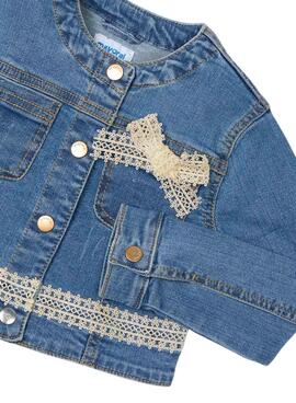 Veste en jean Mayoral en dentelle bleue moyenne pour fille