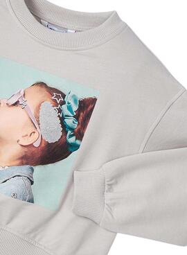 Sweat-shirt Mayoral gris avec pince pour fille
