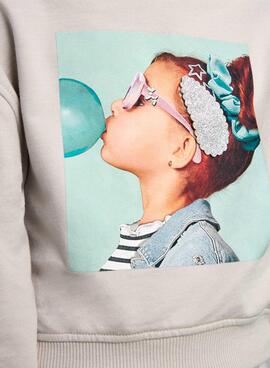Sweat-shirt Mayoral gris avec pince pour fille