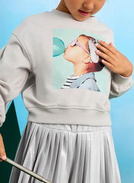 Sweat-shirt Mayoral gris avec pince pour fille