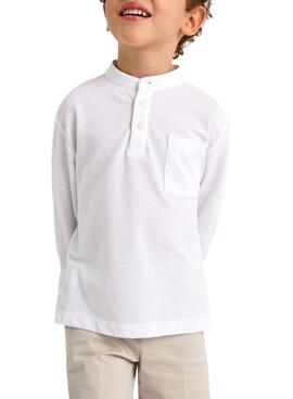Polo Mayoral col Mao manches longues blanc pour enfant