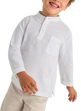 Polo Mayoral col Mao manches longues blanc pour enfant