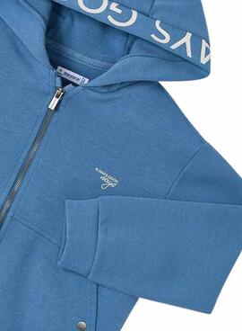 Sweat-shirt à capuche bleu avec lettrage Mayoral pour garçon