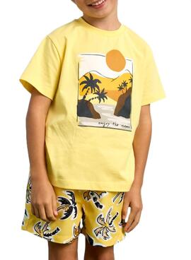 T-shirt Mayoral paysage jaune pour garçon