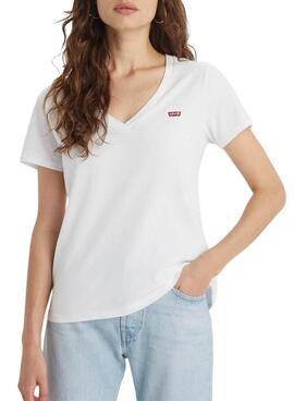 Maillot Levi's Perfect V Neck blanc pour femme