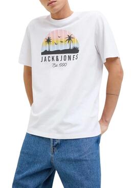 T-shirt Jack and Jones Palm blanc pour homme