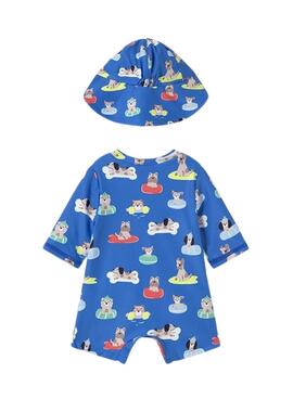 Pyjama du mayoral avec bain et bonnet bleu pour nouveau-né