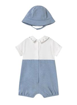 Grenouillère de berger avec une casquette bleue pour nouveau-né